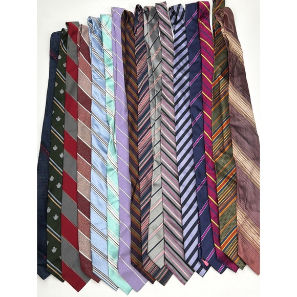 Mens Designer Silk Tie Lot 25pc Paco Rabanne Hart Schaffner Marx Striped Bundle